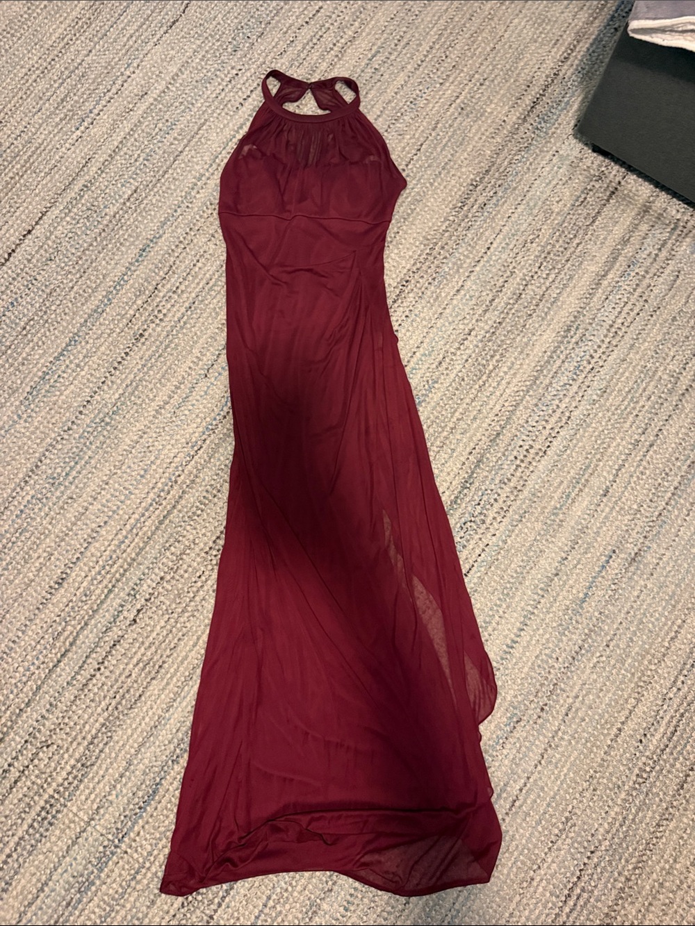 David's Bridal Burgundy Halter Maxi Dress